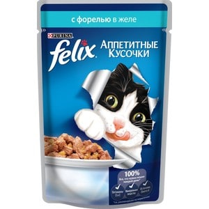 Паучи Felix Аппетитные кусочки с форелью в желе для кошек 85г (12318914) Аппетитные кусочки с форелью в желе для кошек 85г (12318914) - фото 1