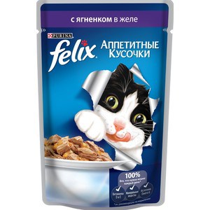 фото Паучи felix аппетитные кусочки с ягненком в желе для кошек 85г (12318913)