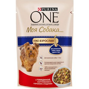 

Паучи Purina One Моя собака уже взрослая с говядиной, картофелем и горохом в подливе для маленьких собак старше 1года 100г (12263869), Моя собака уже взрослая с говядиной, картофелем и горохом в подливе для маленьких собак старше 1года 100г (12263869)
