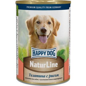 

Консервы Happy Dog Natur Line телятина с рисом для собак 400г (71465), Natur Line телятина с рисом для собак 400г (71465)