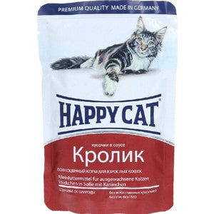 фото Паучи happy cat кролик кусочки в соусе для взрослых кошек 100г (1002313)