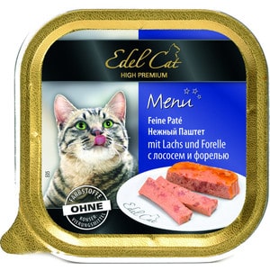 

Консервы Edel Cat Menu нежный паштет с лососем и форелью для кошек 100г (17401), Menu нежный паштет с лососем и форелью для кошек 100г (17401)