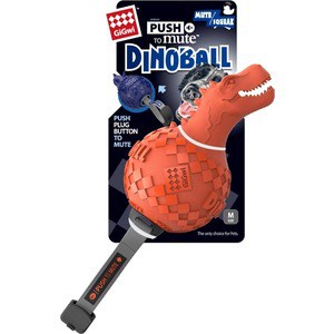 Игрушка GiGwi Push to Mute Dinoball Squeak динозавр с отключаемой пищалкой для собак (75412)