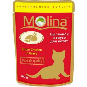 фото Паучи molina taste & quality kitten chicken in gravy цыплёнок в соусе для котят 100г (1150)