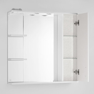 фото Зеркало-шкаф style line панда фьюжн 80 с подсветкой, белый (4650134470444)