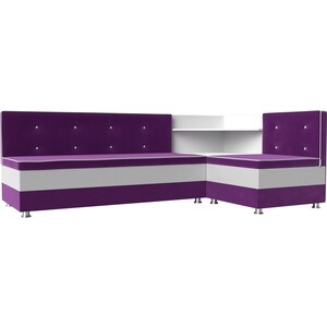 Кухонный диван АртМебель Милан микровельвет фиолетовый-белый правый эпилятор panasonic es ed23 v520 скор 2 насад 2 от аккум белый фиолетовый