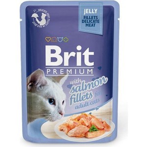 Паучи Brit Premium JELLY with Salmon Fillets for Adult Cats кусочки в желе с филе лосося для взрослых кошек 85г (518487) - фото 1