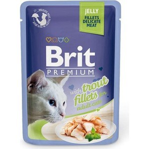 Паучи Brit Premium JELLY with Trout Fillets for Adult Cats кусочки в желе с филе форели для взрослых кошек 85г (518494) - фото 1