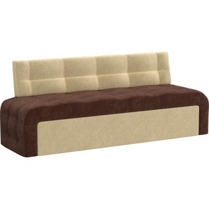 Кухонный диван Мебелико Люксор микровельвет (коричнево/бежевый) кухонный угловой диван мебелико классик эко кожа коричнево бежевый левый