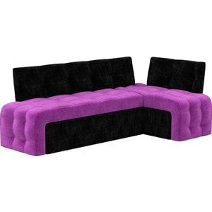 Кухонный угловой диван Мебелико Люксор микровельвет (фиолетово/черный) угол правый диван угловой мебелико венеция микровельвет красно правый