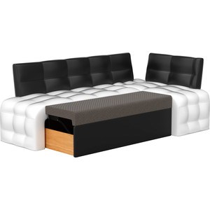 Кухонный угловой диван Мебелико Люксор эко-кожа (бело/черный) угол правый