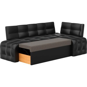Кухонный угловой диван Мебелико Люксор эко-кожа (черный) угол правый