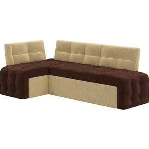 Кухонный угловой диван Мебелико Люксор микровельвет (коричнево/бежевый) угол левый кухонный диван мебелико деметра микровелвет бежевый