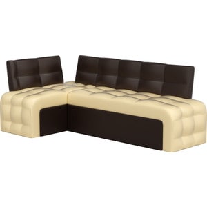 Кухонный угловой диван Мебелико Люксор эко-кожа (бежево/коричневый) угол левый интерьерная кровать мебелико камилла эко кожа бежево коричневый