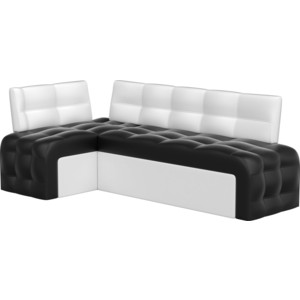 Кухонный угловой диван Мебелико Люксор эко-кожа (черно/белый) угол левый интерьерная кровать мебелико камилла эко кожа черно белый