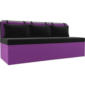 Кухонный диван АртМебель Метро микровельвет черно-фиолетовый - фото 1