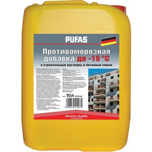 Противоморозная добавка Pufas в строит. растворы и бетон до -15С 10л. (13,3кг)