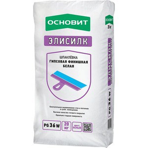 

Шпатлевка ОСНОВИТ ЭЛИСИЛК PG36 W финишная гипсовая белая 20кг., ЭЛИСИЛК PG36 W финишная гипсовая белая 20кг.