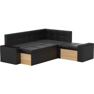 Кухонный угловой диван Мебелико Остин эко-кожа черный правый угол - фото 3