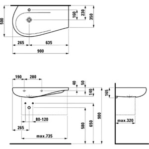 Раковина Laufen Alessi 90x50 см, со столешницей справа (8.1497.5.400.104.1) Alessi 90x50 см, со столешницей справа (8.1497.5.400.104.1) - фото 2