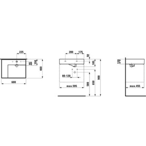 Раковина Laufen Kartell by Laufen 60x46 см, с полочкой слева (8.1033.5.000.104.1) Kartell by Laufen 60x46 см, с полочкой слева (8.1033.5.000.104.1) - фото 2
