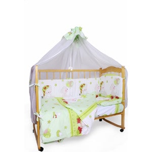 фото Комплект детского постельного белья amarobaby 7-ми предметный ''мишкин сон'', поплин, зеленый