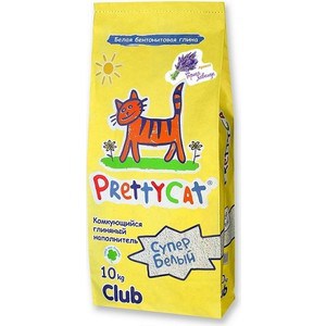 фото Наполнитель prettycat супер белый комкующийся с ароматом горной лаванды для кошек 10кг club