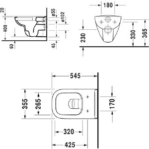 Унитаз подвесной Duravit D-Code с сиденьем плавное закрывание (45700900A1)