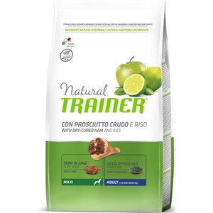 фото Сухой корм trainer natural maxi adult with dry-cured ham and rice с сыровяленой ветчиной и рисом для взрослых собак крупных пород 3кг