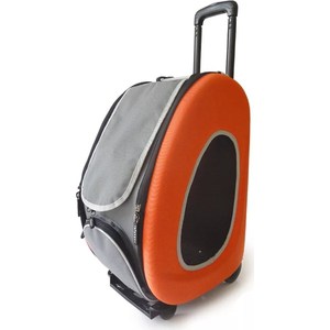 фото Сумка-тележка ibiyaya складная оранжевая 3 в 1 (сумка, рюкзак, тележка) для собак до 8 кг (fc1008-o)