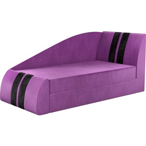 Детская кровать Мебелико Мустанг микровельвет фиолетовый правый