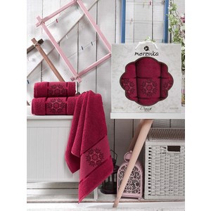 

Набор из 3 полотенец Merzuka Damask бордовый махра 50x80-2/70x130-1 (9321бордовый), Damask бордовый махра 50x80-2/70x130-1 (9321бордовый)
