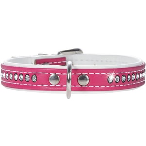 фото Ошейник hunter smart dog collar modern art luxus 32/11 nickel (24-28,5 см) кожзам 1 ряд страз ярко-розовый для собак