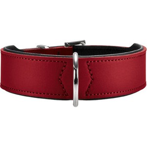 фото Ошейник hunter collar basic 60 nickel (47-54 см) кожа красный/черный для собак