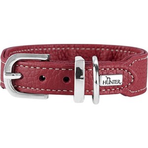 фото Ошейник hunter collar cannes mini 32 (23-28см) натуральная кожа бордовый для собак