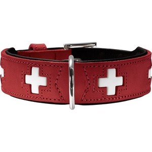 фото Ошейник hunter collar swiss 75 (61-68,5см) кожа красный/черный для собак