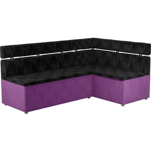 Кухонный угловой диван Мебелико Классик микровельвет черно/фиолетовый правый кухонный угловой диван мебелико люксор микровельвет черно фиолетовый угол правый