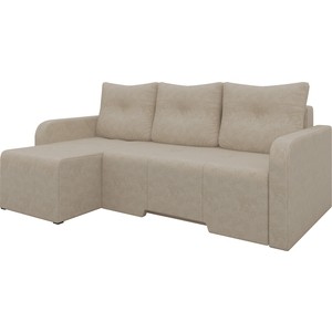 фото Угловой диван мебелико манхеттен микровельвет бежевый левый