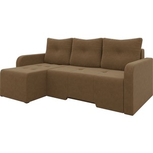 фото Угловой диван мебелико манхеттен микровельвет коричневый левый