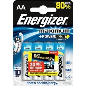 

Батарейка ENERGIZER алкалиновая Maximum тип АА 4 шт, алкалиновая Maximum тип АА 4 шт