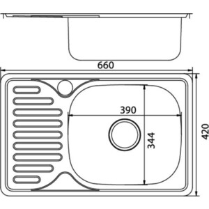 Кухонная мойка Mixline Врезная 42х66 с сифоном, нержавеющая сталь 0,6 мм (4630030632474)