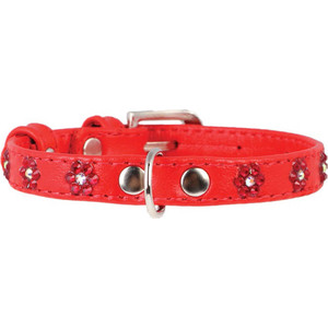Ошейник CoLLaR Glamour с клеевыми стразами ''цветочек'' ширина 12мм длина 21-29см красный для собак (32693) Glamour с клеевыми стразами