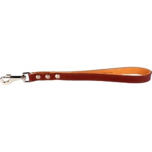 фото Поводок collar водилка-ручка кожаная двойная прошитая 40см*20мм, коричневый для собак (05326)