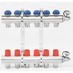 фото Коллекторная группа uni-fitt 1''х3/4'' 6 выходов с регулировочными и термостатическими вентилями (441e4306)