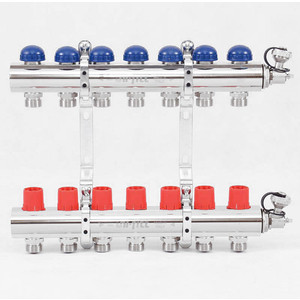 фото Коллекторная группа uni-fitt 1''х3/4'' 7 выходов с регулировочными и термостатическими вентилями (441e4307)