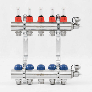 фото Коллекторная группа uni-fitt 1''х3/4'' 5 выходов с расходомерами и термостатическими вентилями (440e4305)