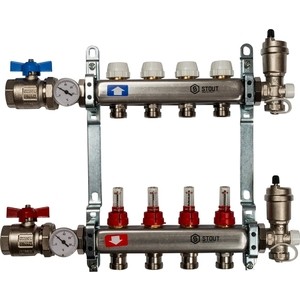 

Коллекторной блок STOUT 1''х3/4'' 4 выходов с расходомерами (SMS 0907 000004), 1"х3/4" 4 выходов с расходомерами (SMS 0907 000004)