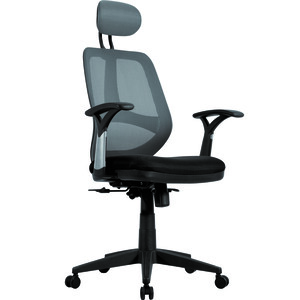 Кресло оператора Brabix Saturn ER-400 с подголовником черное/серое (530871) игровое кресло sharkoon elbrus 3 чёрно серое синтетическая кожа регулируемый угол наклона механизм качания