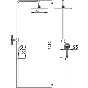 Душевой гарнитур Milardo с верхним душем, хром (2403F21M76)