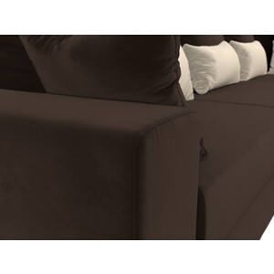 Угловой диван АртМебель Майами Long микровельвет коричневый коричневый/бежевый правый угол